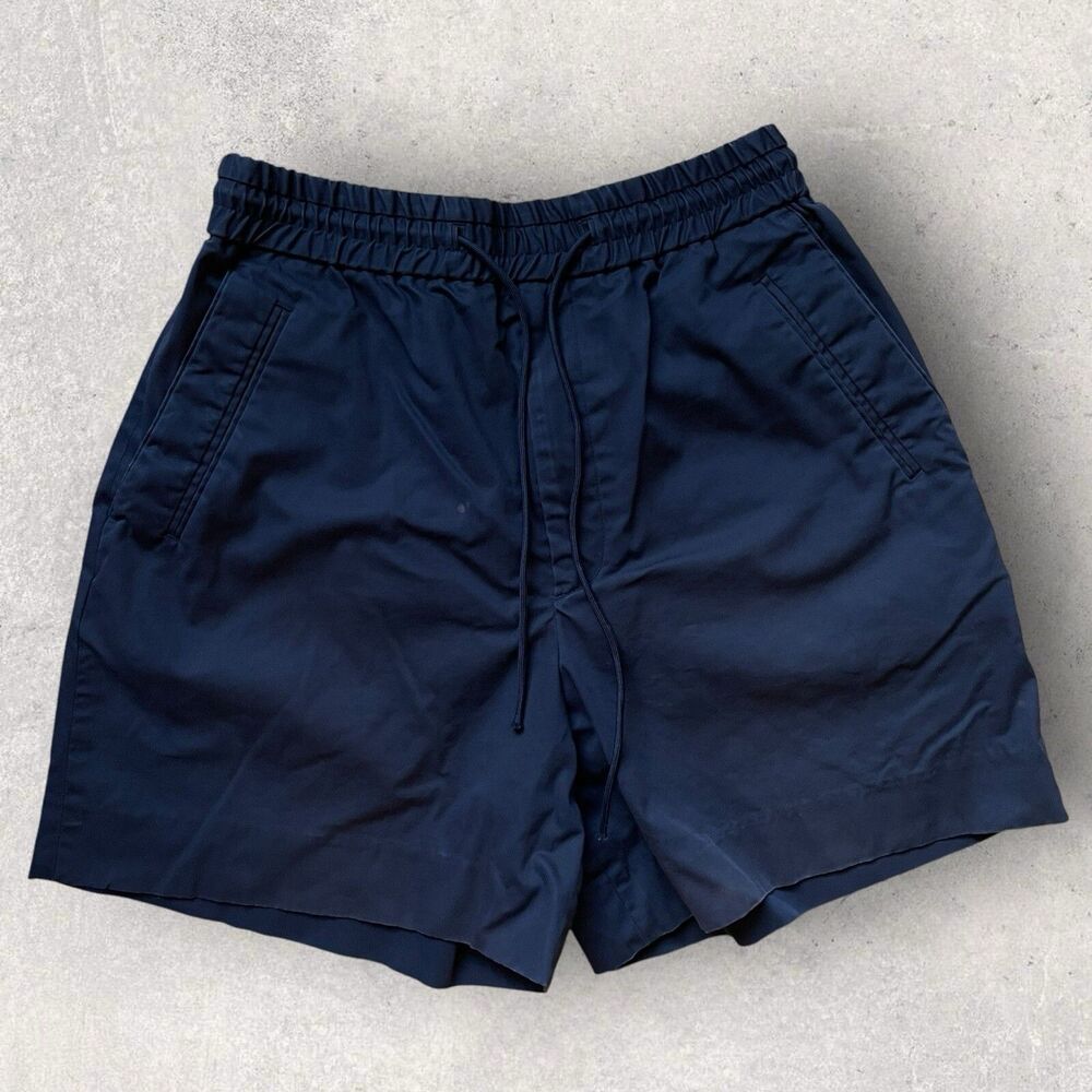 Juun.J Jun J Shorts Men Size 28 Pockets Elastic Waist Drawstring Navy Blue